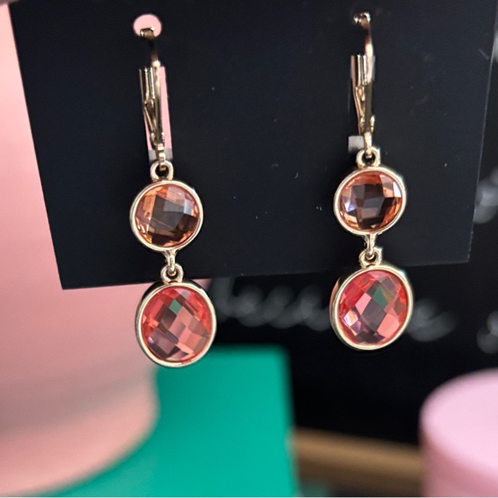 Elegant Gold and Pink Drop Earrings